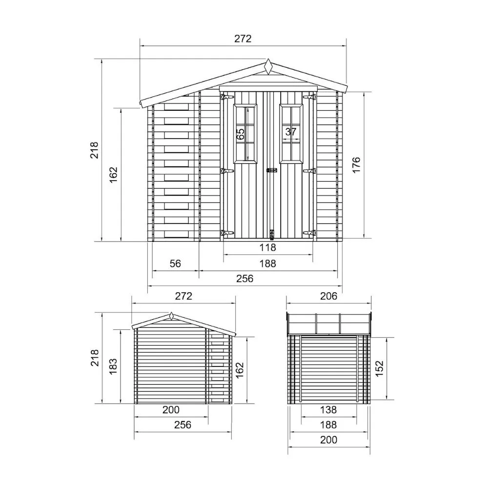 Timbela M386C casetta in legno 256x200 cm 5 m2 incastro