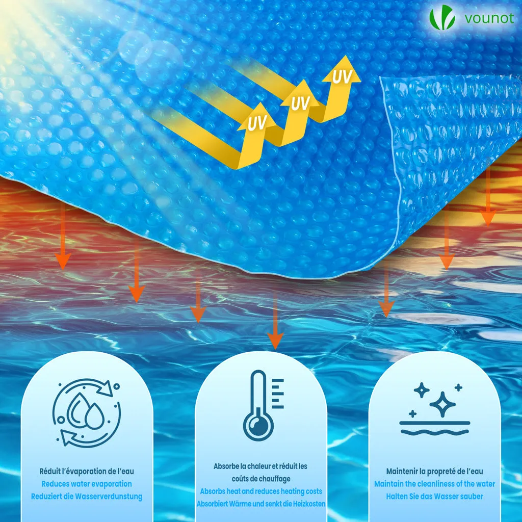 VOUNOT Telo Termico Piscina 800x400cm Blu 120 Micron