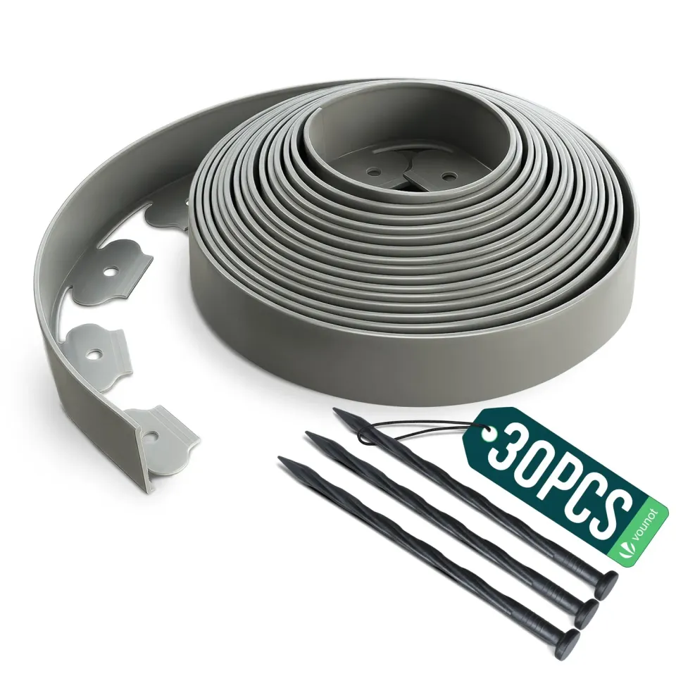 VOUNOT bordura giardino flessibile 10 m grigia picchetti