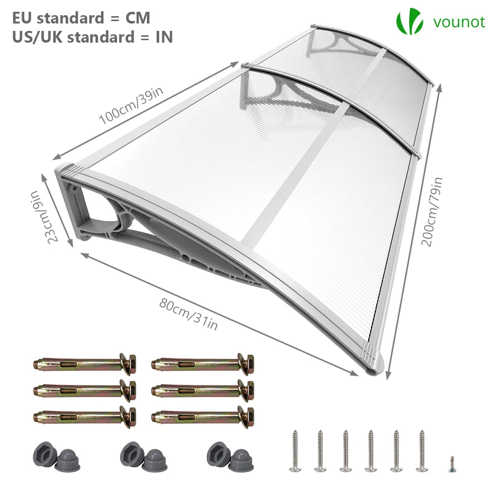 VOUNOT pensilina porta 200x80 cm grigia trasparente anti UV