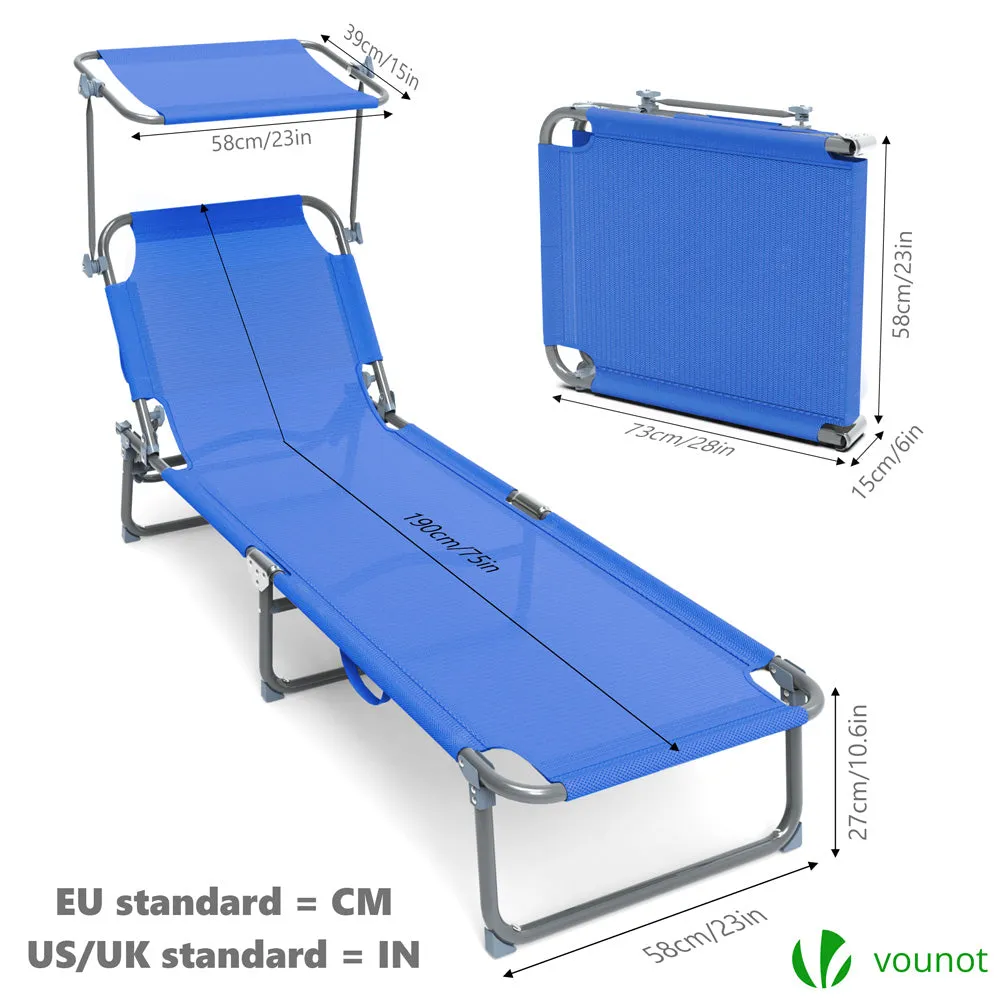 VOUNOT sdraio prendisole textilene blu set 2 pezzi