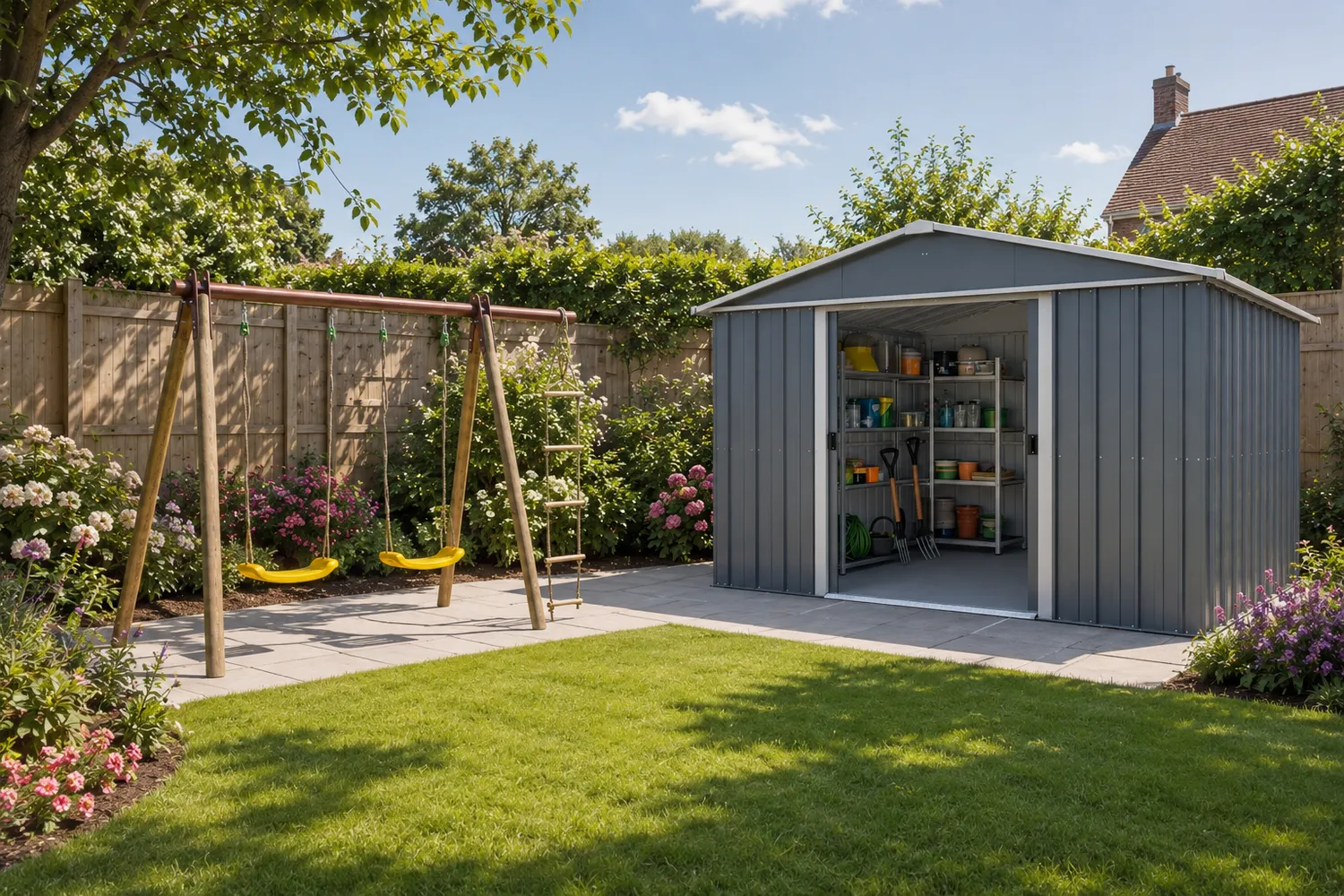 Yardmaster altalena doppia giardino con scala in corda