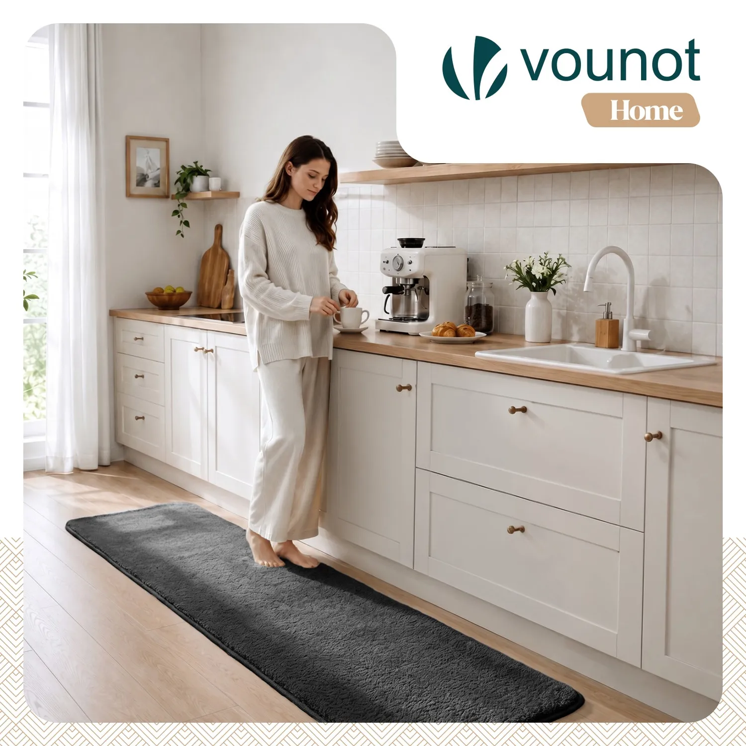 VOUNOT Tappeto Soggiorno Pelo Corto 60x180 Antracite