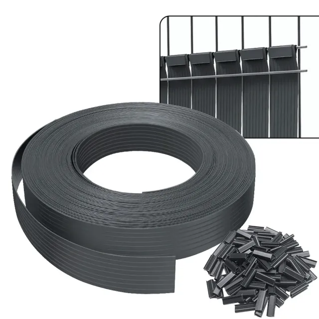 VOUNOT Strisce Frangivista PVC 75 m Grigio con 150 Clip