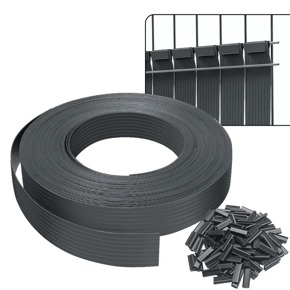 VOUNOT Strisce Frangivista PVC 75 m Grigio con 150 Clip