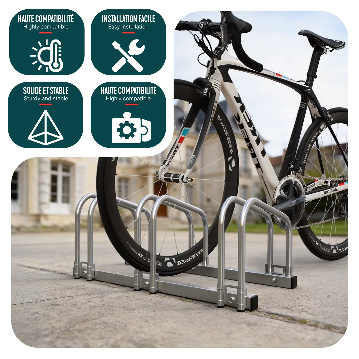 VOUNOT Portabici Acciaio Muro Pavimento 3 Bici 70cm