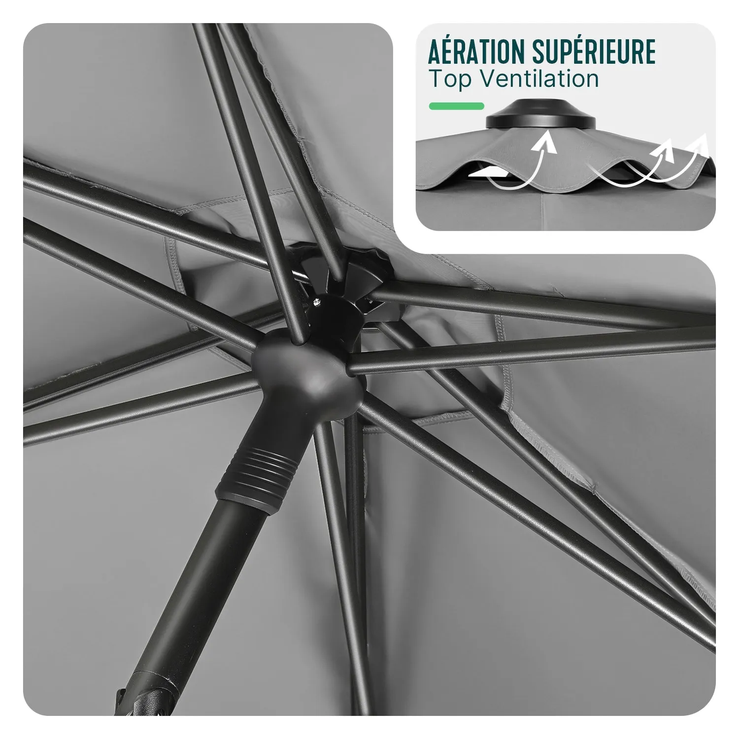 VOUNOT Ombrellone Giardino Inclinabile 270cm Grigio con Sacca