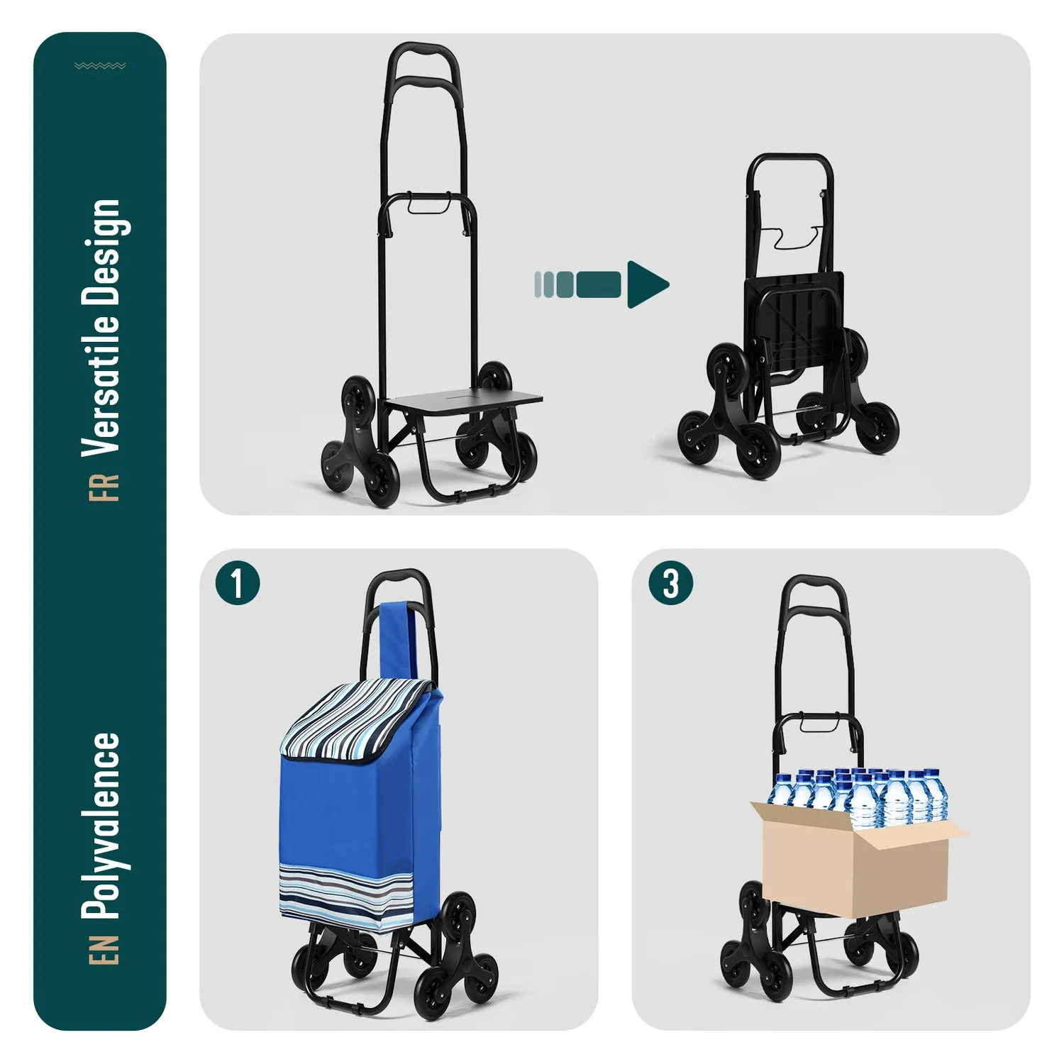 VOUNOT Carrello Spesa Saliscale Blu 32L 30kg