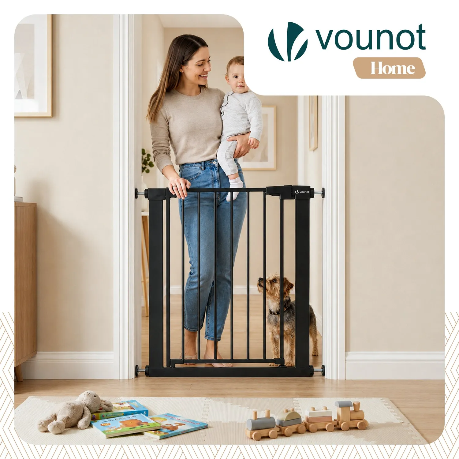 VOUNOT Barriera Sicurezza Bambini 75-82 cm Nera Metallo