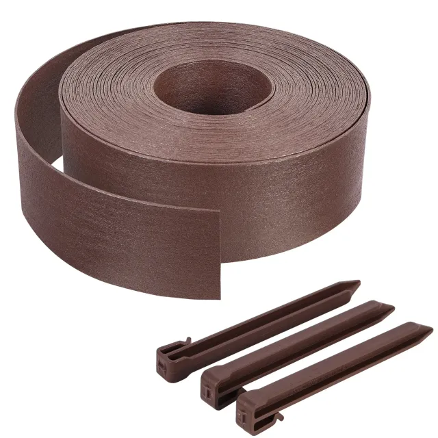 Vounot bordura giardino flessibile marrone 10 m con picchetti