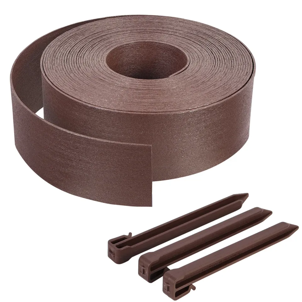 Vounot bordura giardino flessibile marrone 10 m con picchetti