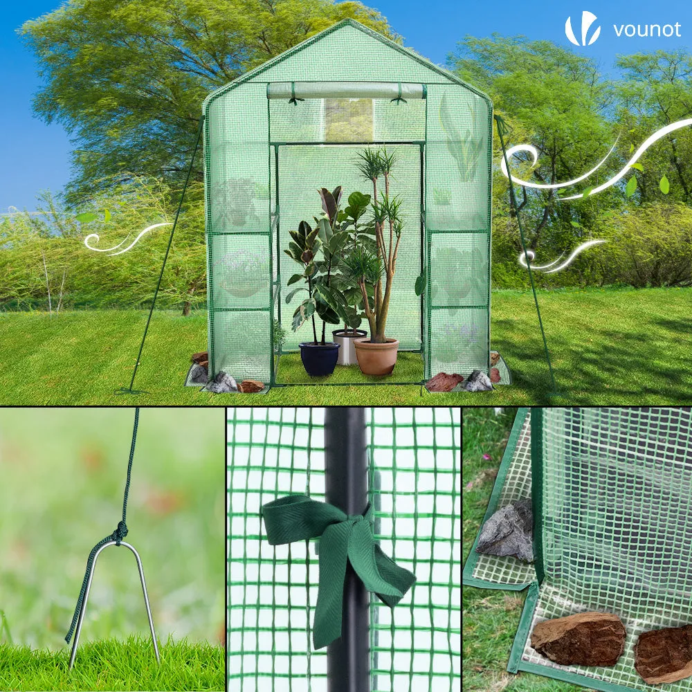 VOUNOT Serra giardino 143x73x195 verde con ripiani