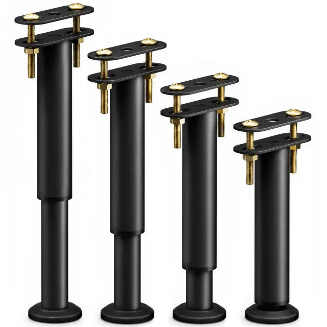 VOUNOT Piedini Letto 25-43cm Neri 4 Pezzi Regolabili