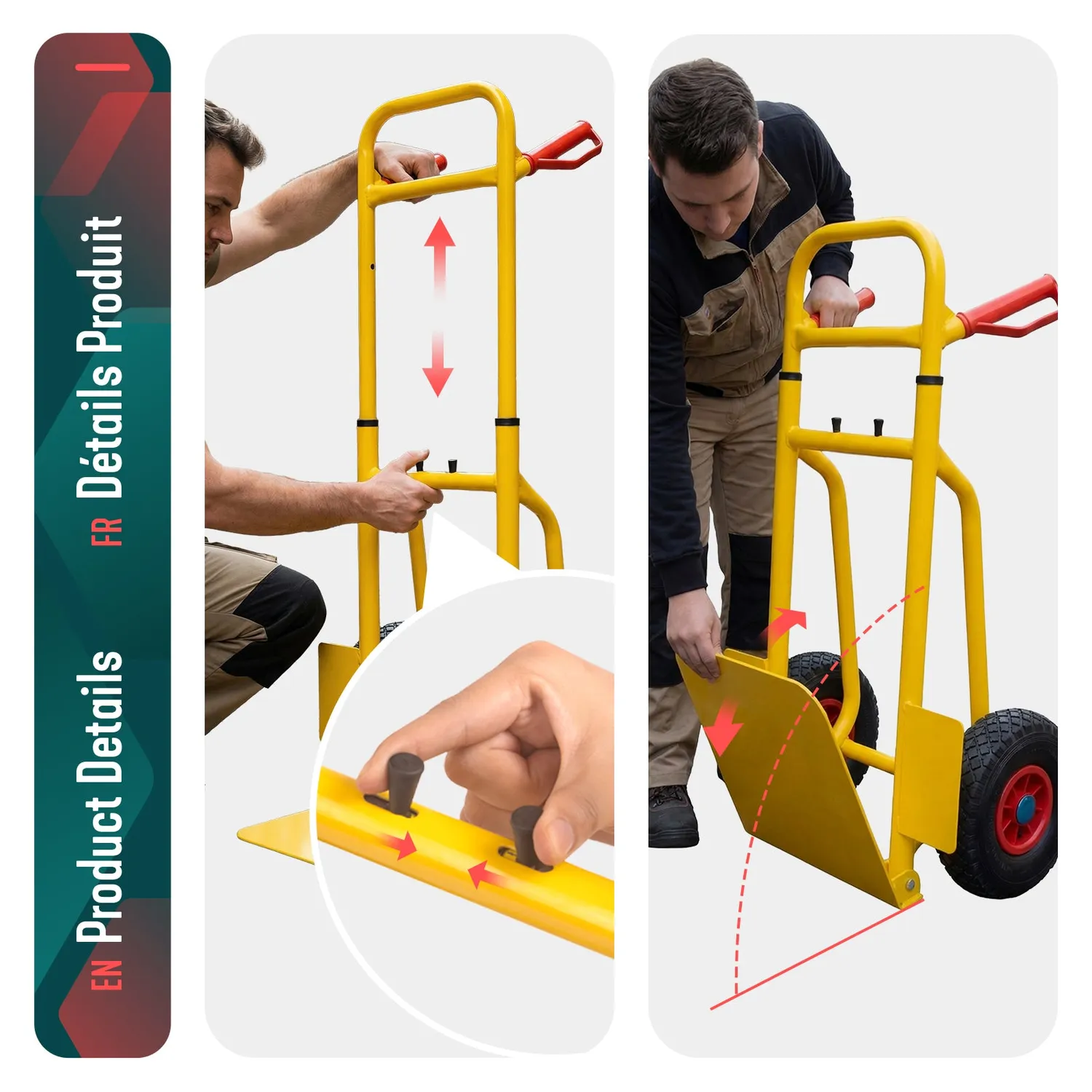 Vounot carrello trasporto pieghevole giallo 200 kg ruote
