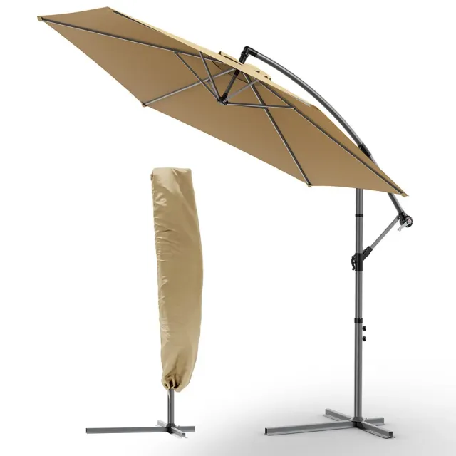 VOUNOT Ombrellone Decentrato 3m Kaki con Custodia Girevole