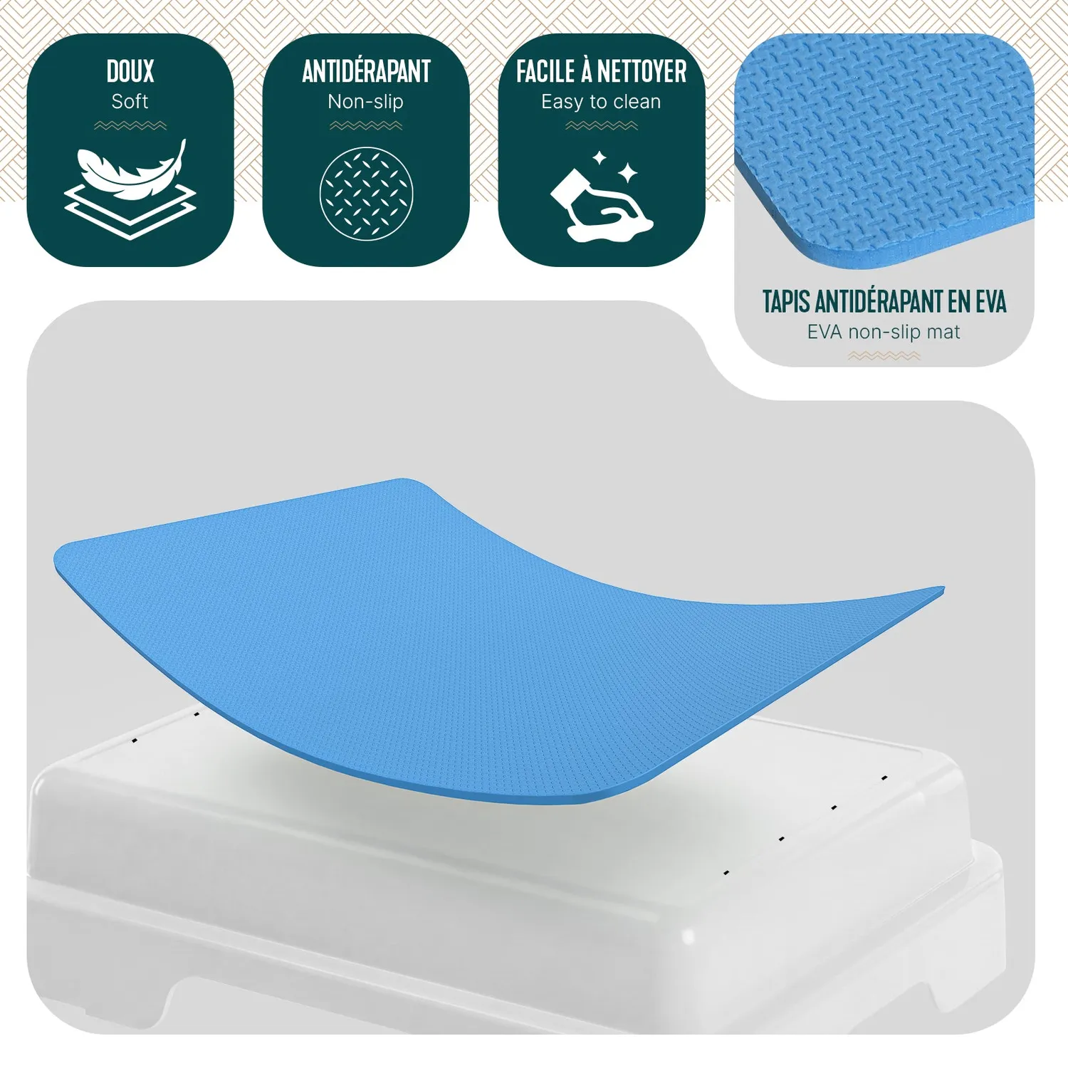 Vounot Predellino Bagno Antiscivolo Blu 43x33x11 cm 180 kg