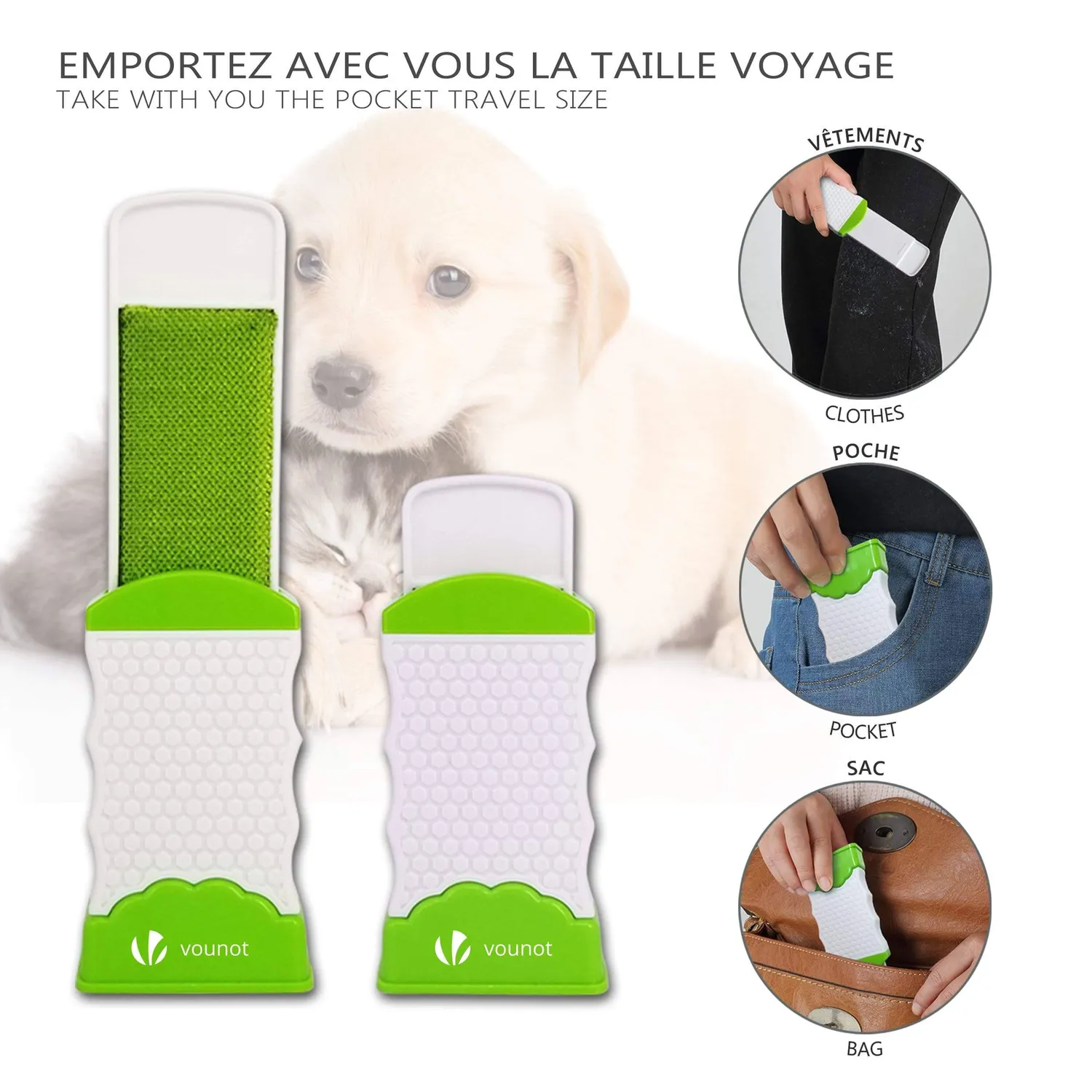 VOUNOT Spazzola Togli Peli Animali Autopulente 3pz