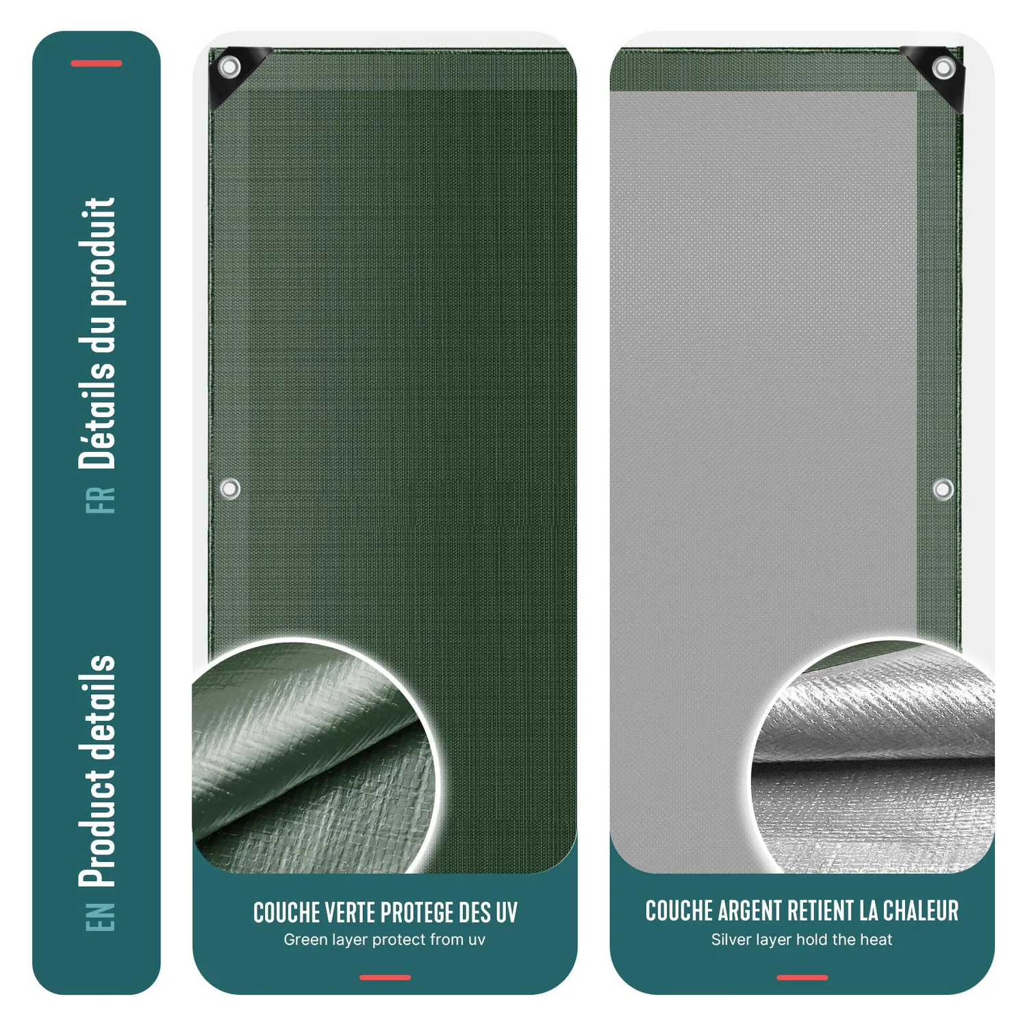 Vounot telone impermeabile 3x5 m verde argento 240 g