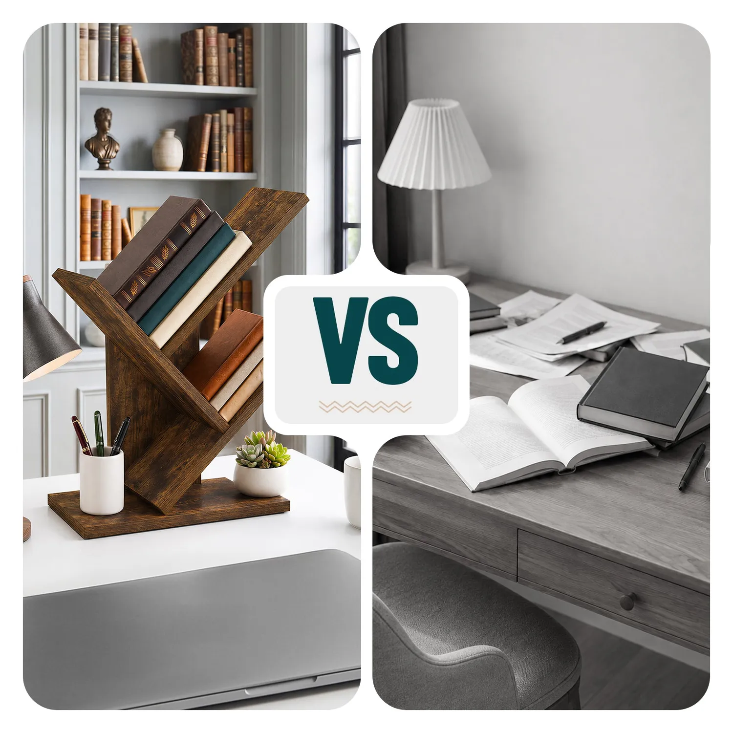VOUNOT Mini libreria albero 2 ripiani 30x16x40,5cm marrone MDF