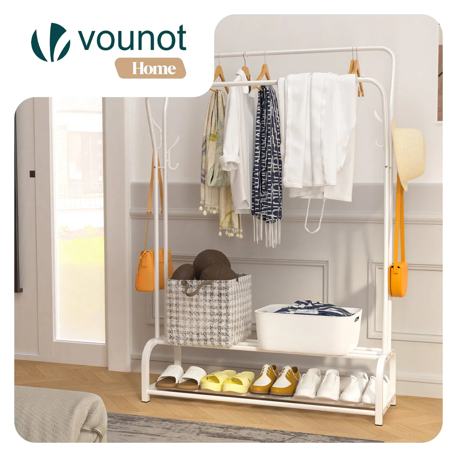 Vounot stender appendiabiti doppio bianco 108x35x145cm