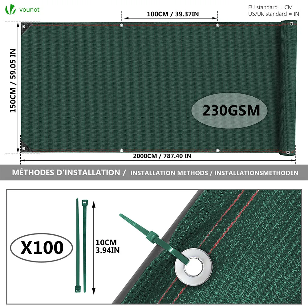 VOUNOT telo frangivista 1,5x20m verde occultante 95%