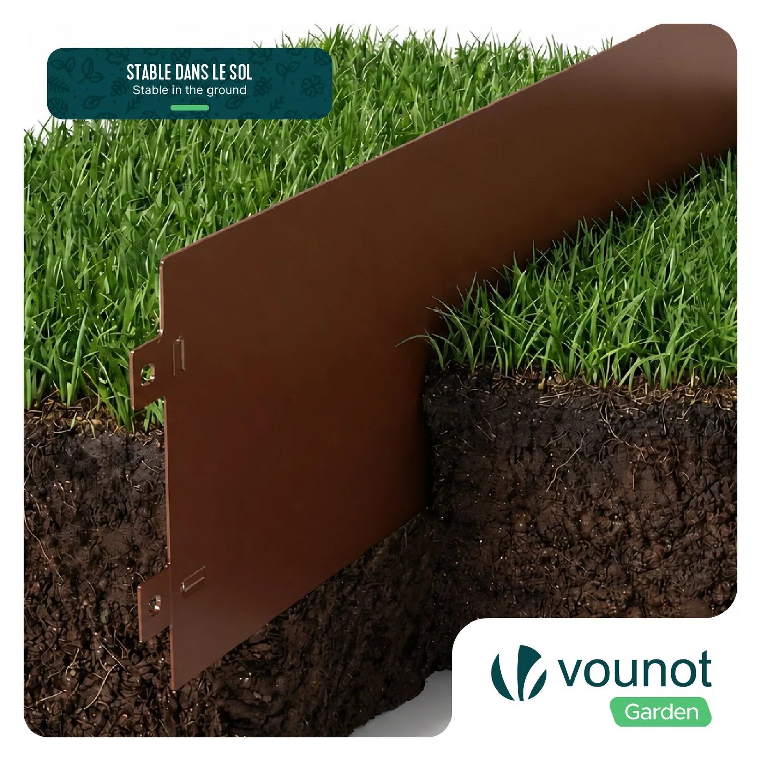 Vounot Bordura Giardino Metallo 30m Marrone 18cm