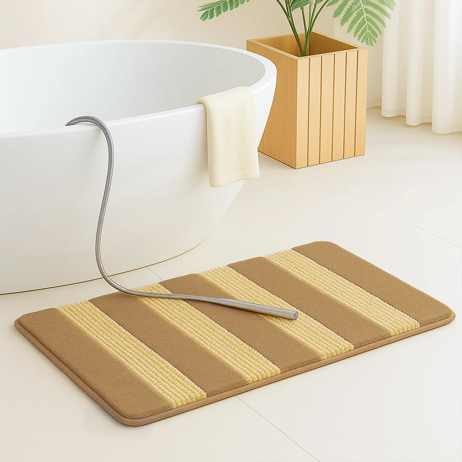VOUNOT Tappeto Bagno Antiscivolo 40x60 Beige 2 Pezzi Morbido