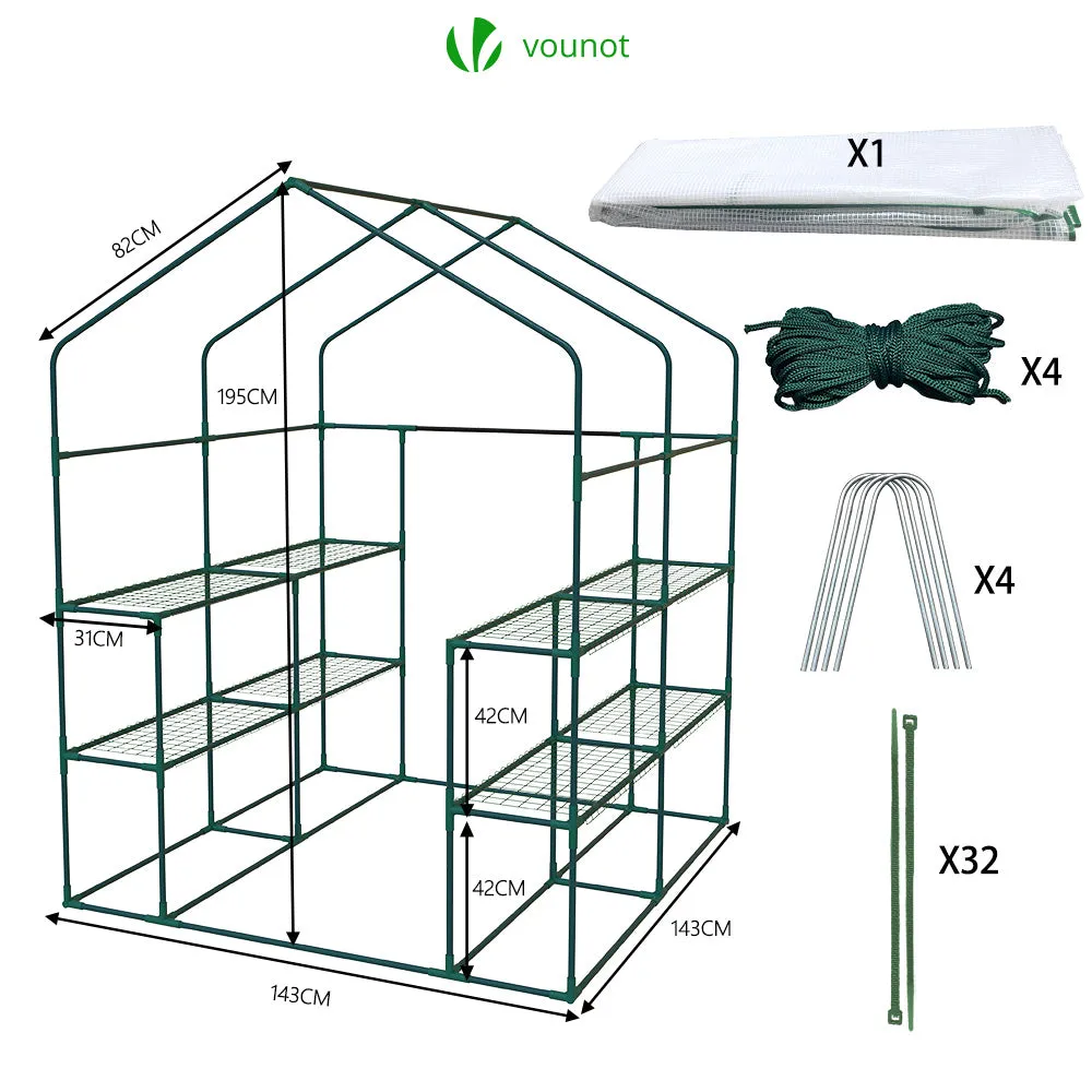 Vounot serra da giardino con ripiani 143x143x195 cm