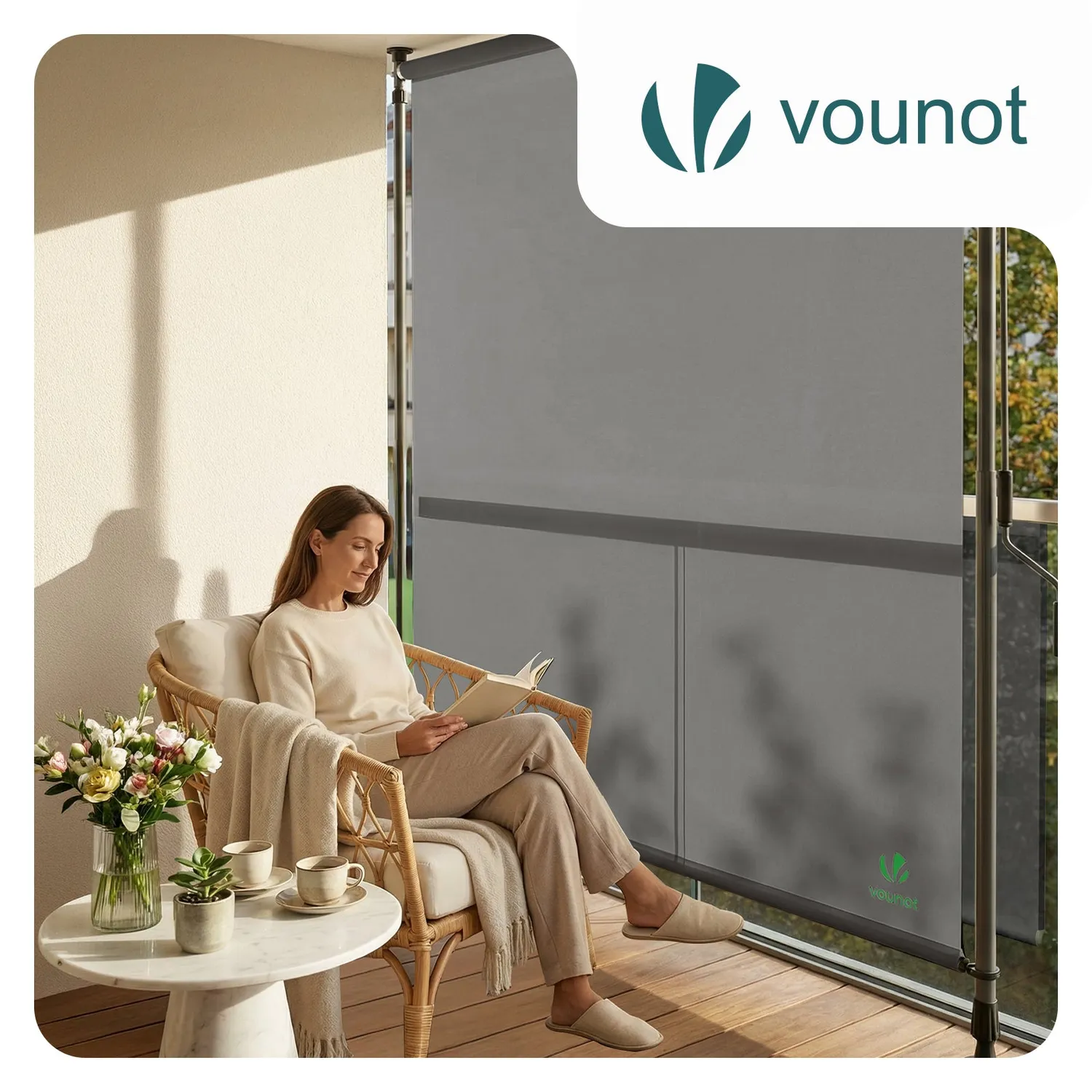VOUNOT Tenda verticale senza forare 100x310 grigia esterno