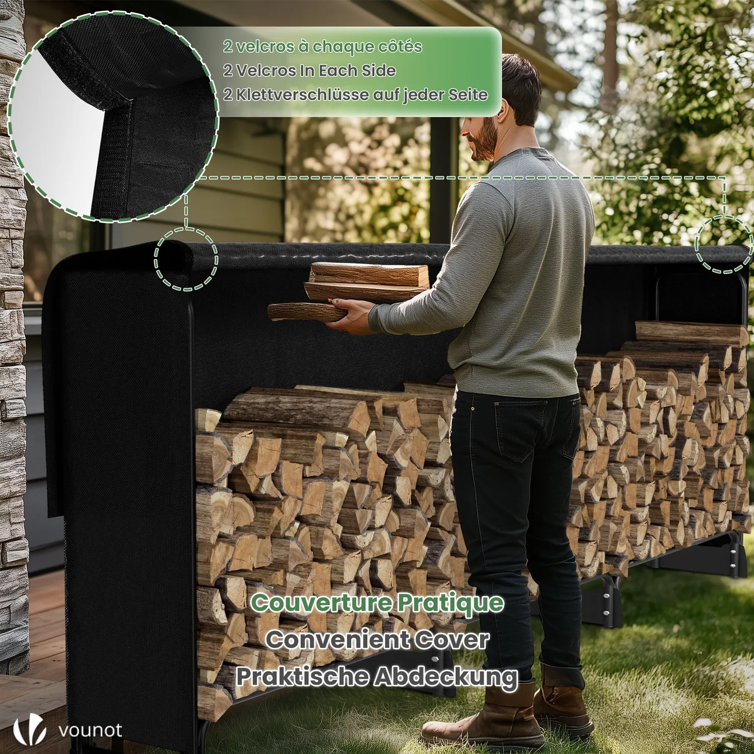 Vounot portalegna acciaio 3 m con telo nero 600 kg