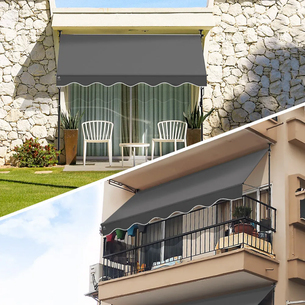 Vounot Tenda Sole Senza Forare Grigia 300 cm Retrattile