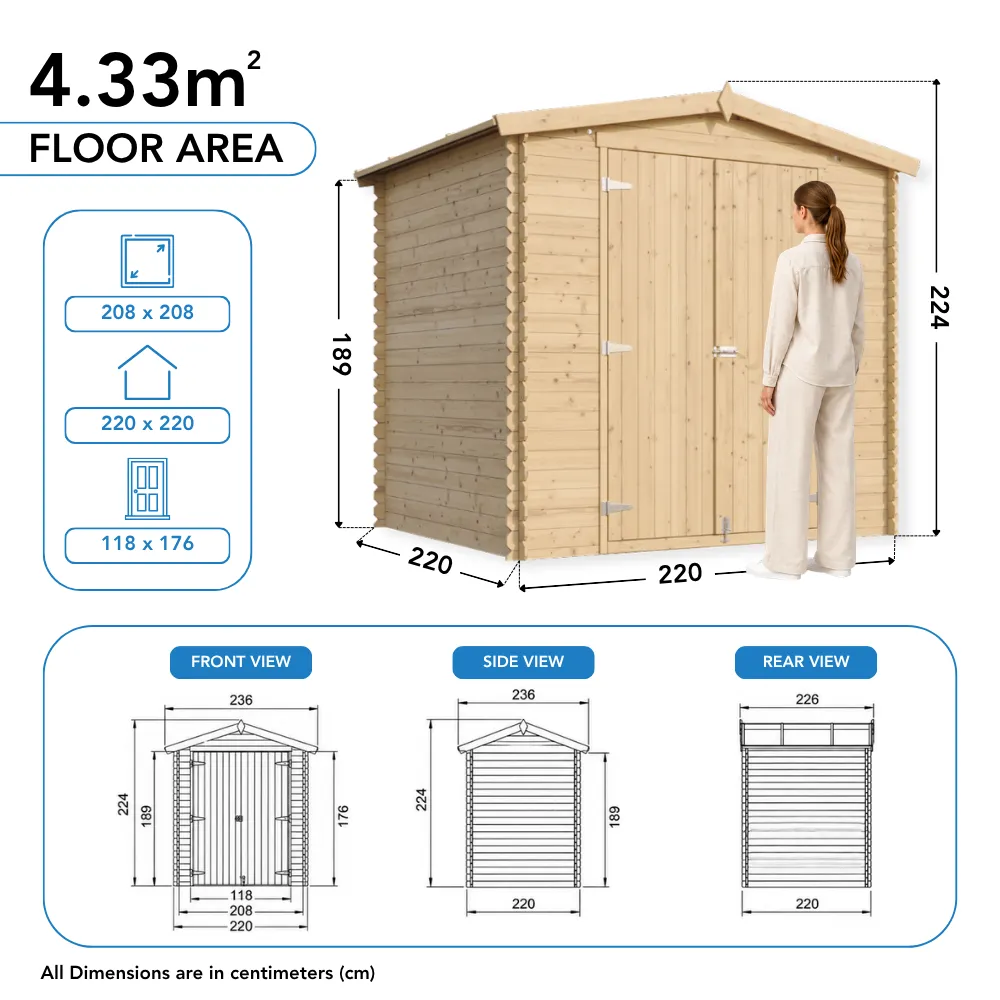 Timbela M369C1 casetta legno 220x220 cm 4 m2 da esterno