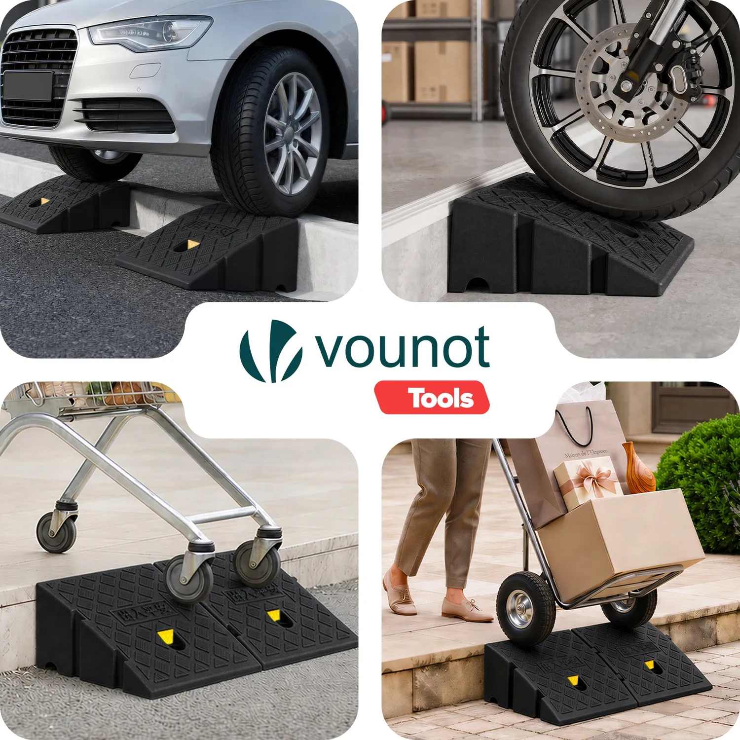 VOUNOT Rampe Marciapiede Nere 25x27x13 cm 2 Pezzi PP