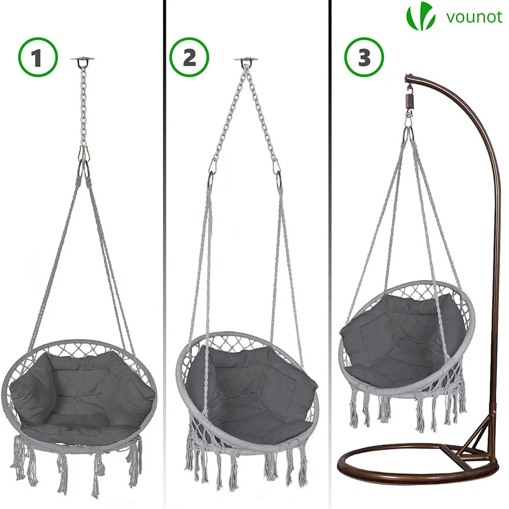 VOUNOT poltrona sospesa grigia cuscino kit acciaio