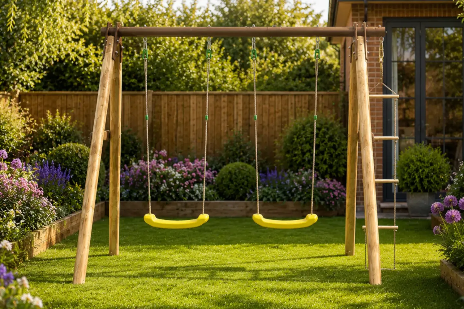 Yardmaster altalena doppia giardino con scala in corda