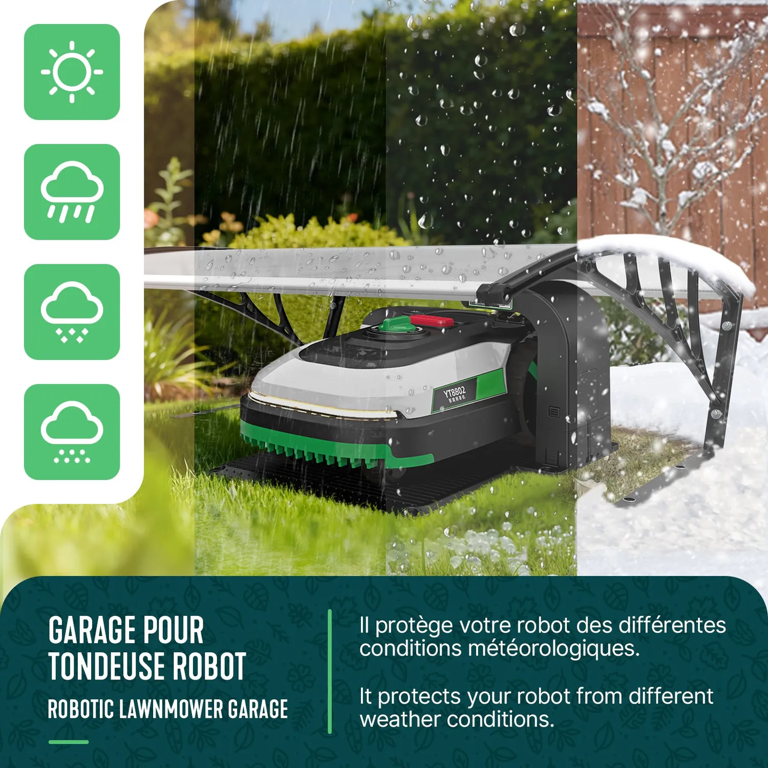 Vounot garage robot tagliaerba 105x80x46 cm trasparente