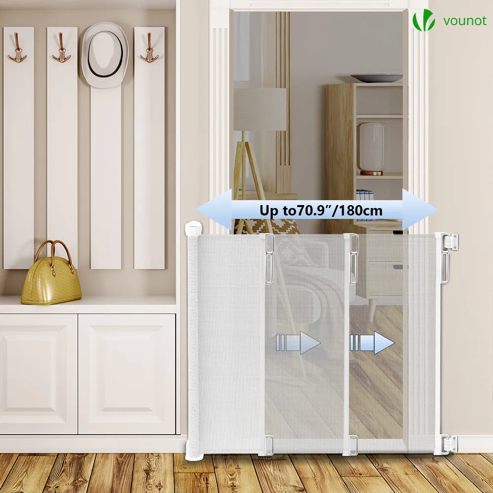 Vounot barriera sicurezza retrattile 180 cm bianca bimbi