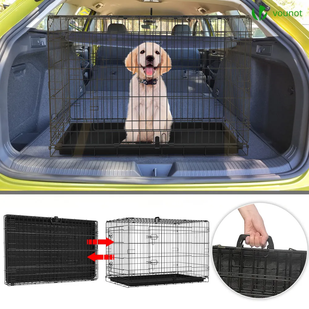 VOUNOT Gabbia per Cani 107x70x78cm Metallo 2 Porte