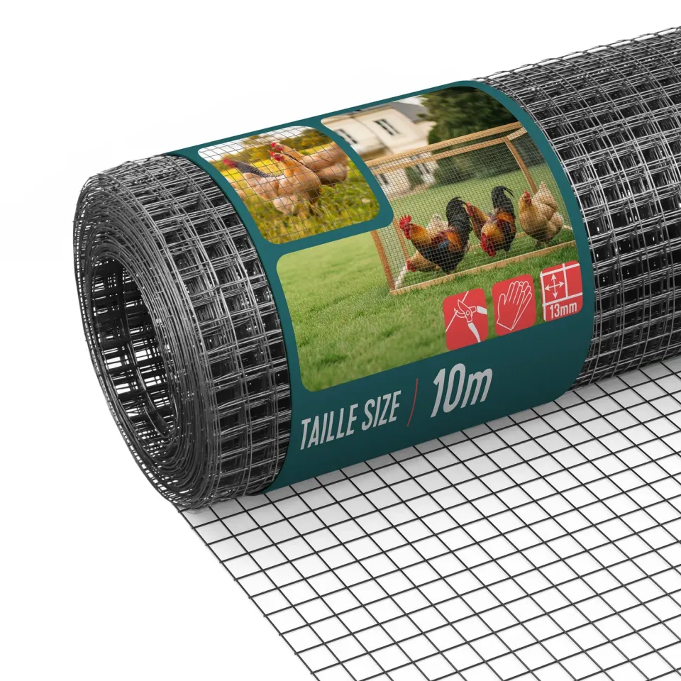 Vounot rete metallica saldata 0,5x10m grigia 13mm PVC