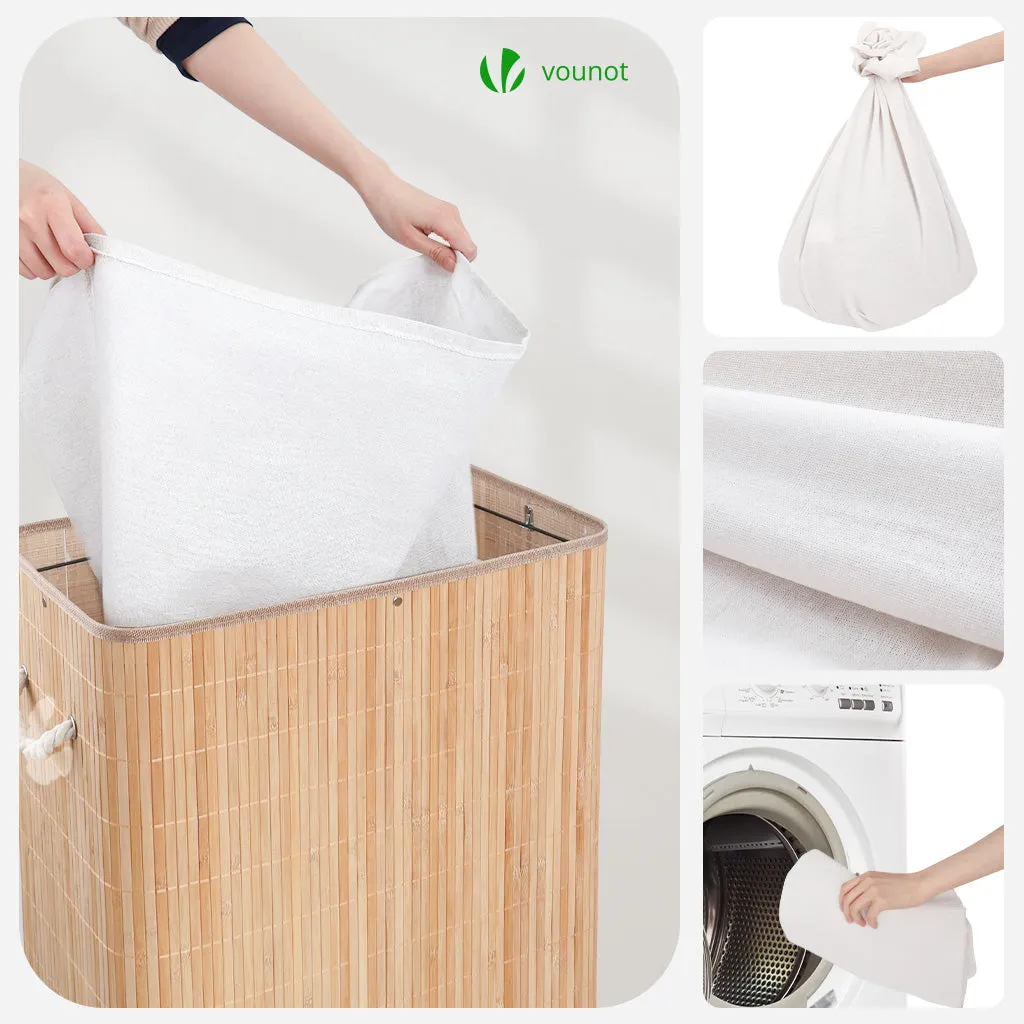 Vounot cesto portabiancheria bambù 100 L doppio naturale