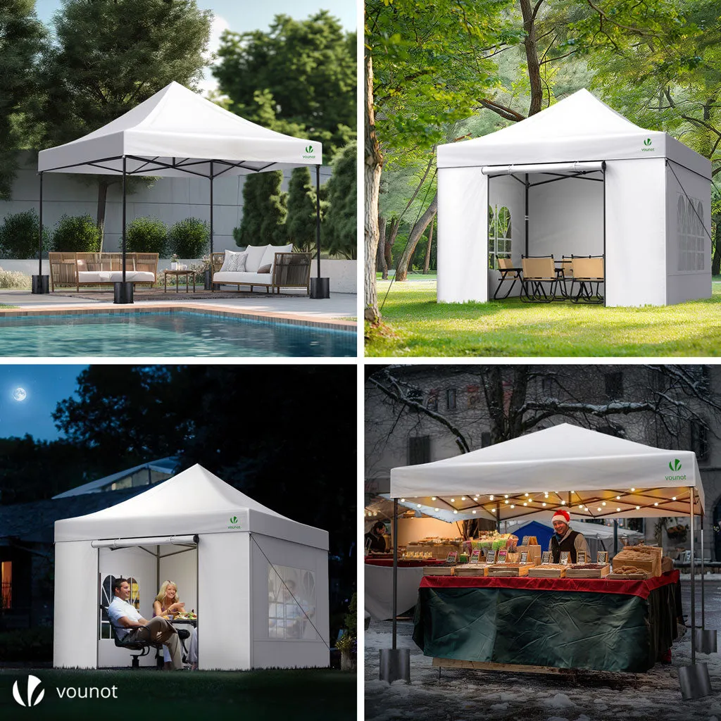 Vounot gazebo pieghevole 3x3 m bianco con 4 pareti