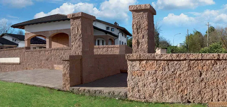 Progetto Esterno Muro Antico blocchi muretto modulare