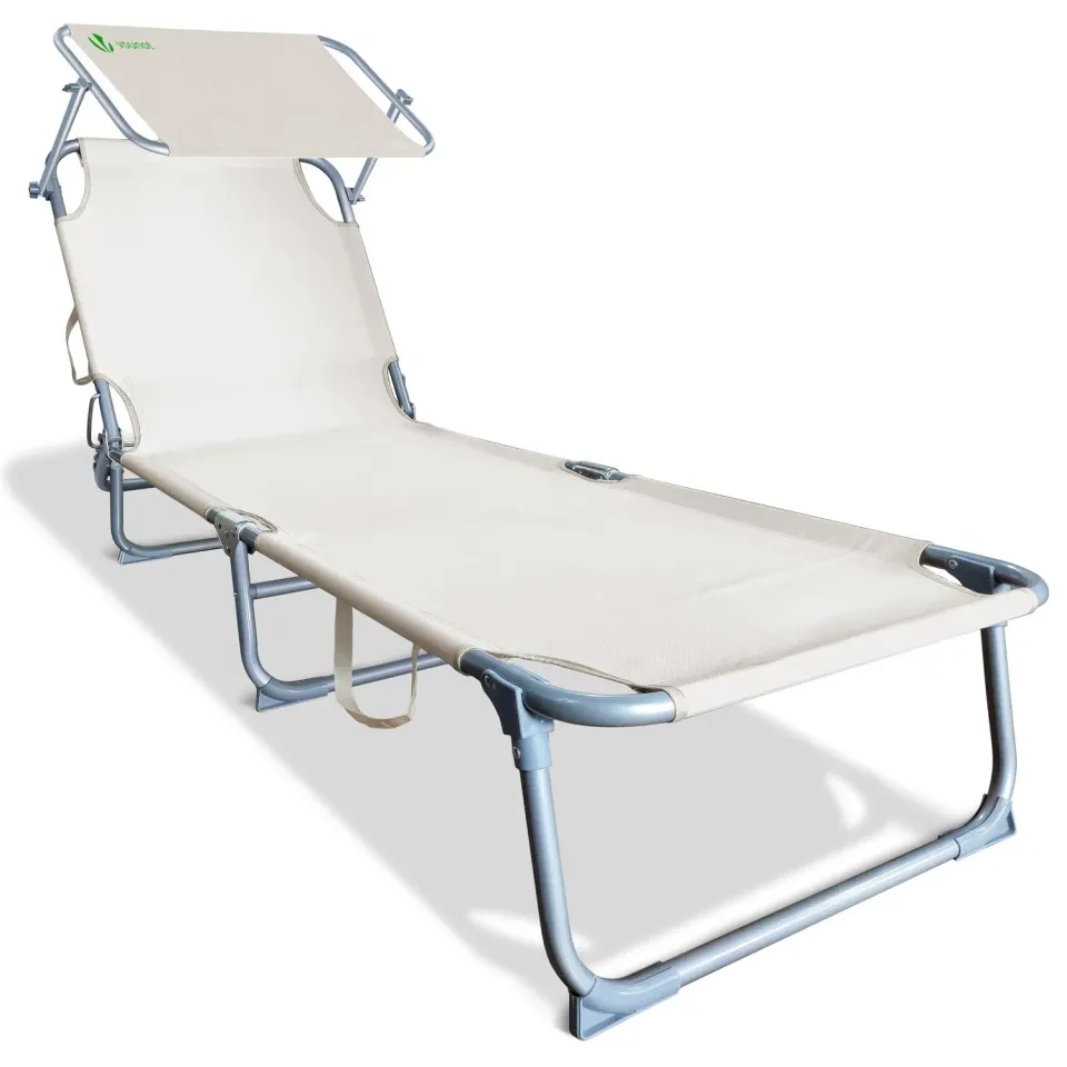 VOUNOT sdraio prendisole beige parasole 190x58 cm 1 pz