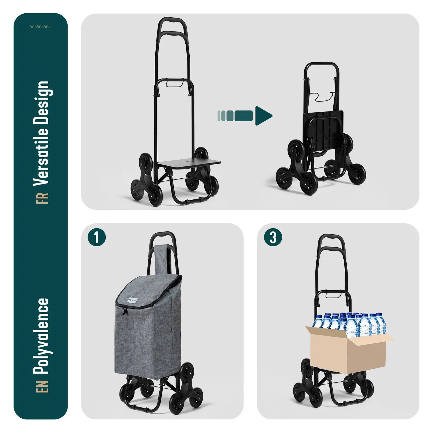 Vounot Carrello Spesa Pieghevole Saliscale 32L Grigio