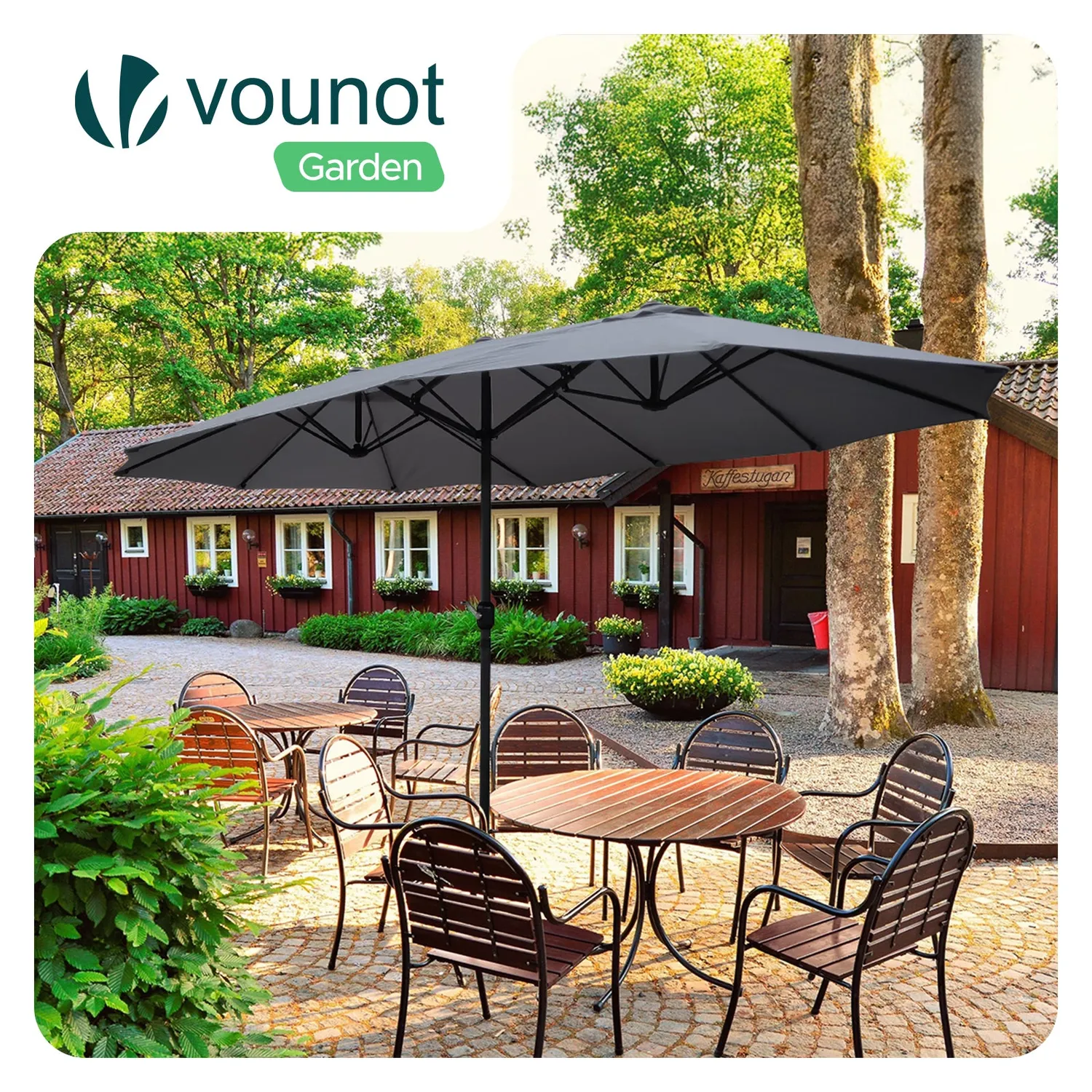 VOUNOT ombrellone doppio giardino alluminio 270x460 cm grigio