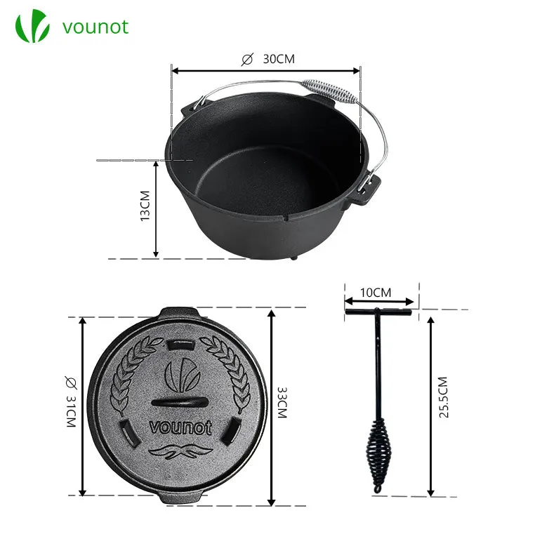 VOUNOT Cocotte Ghisa Dutch Oven 9 L Fuoco e Forno