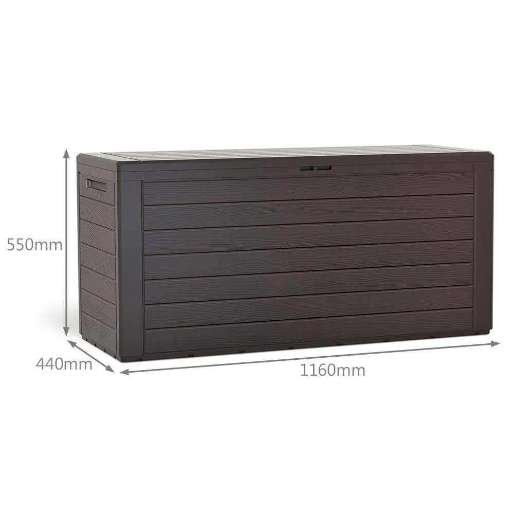 Vounot cassapanca da esterno 280L 116x44x55 cm marrone
