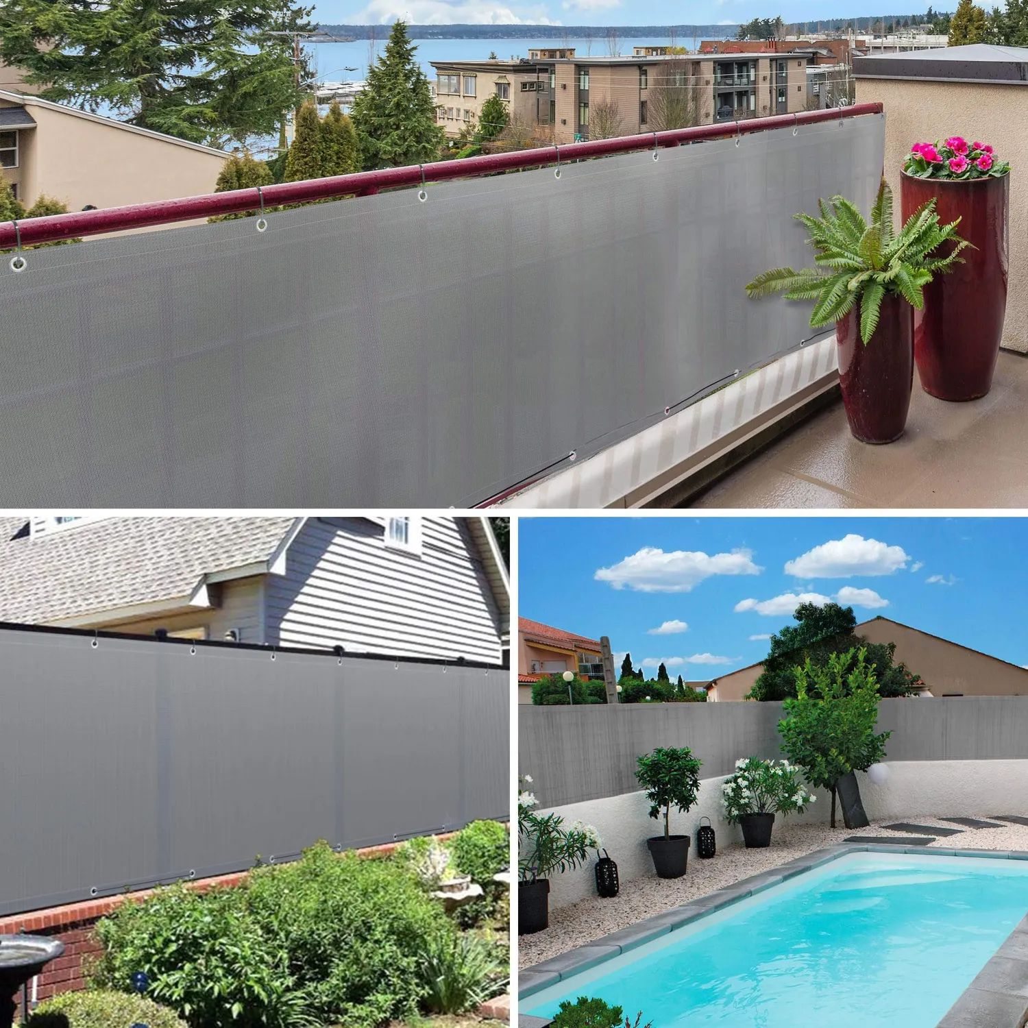 VOUNOT Frangivista Balcone HDPE 6x0,9 m Grigio 230 g/m2