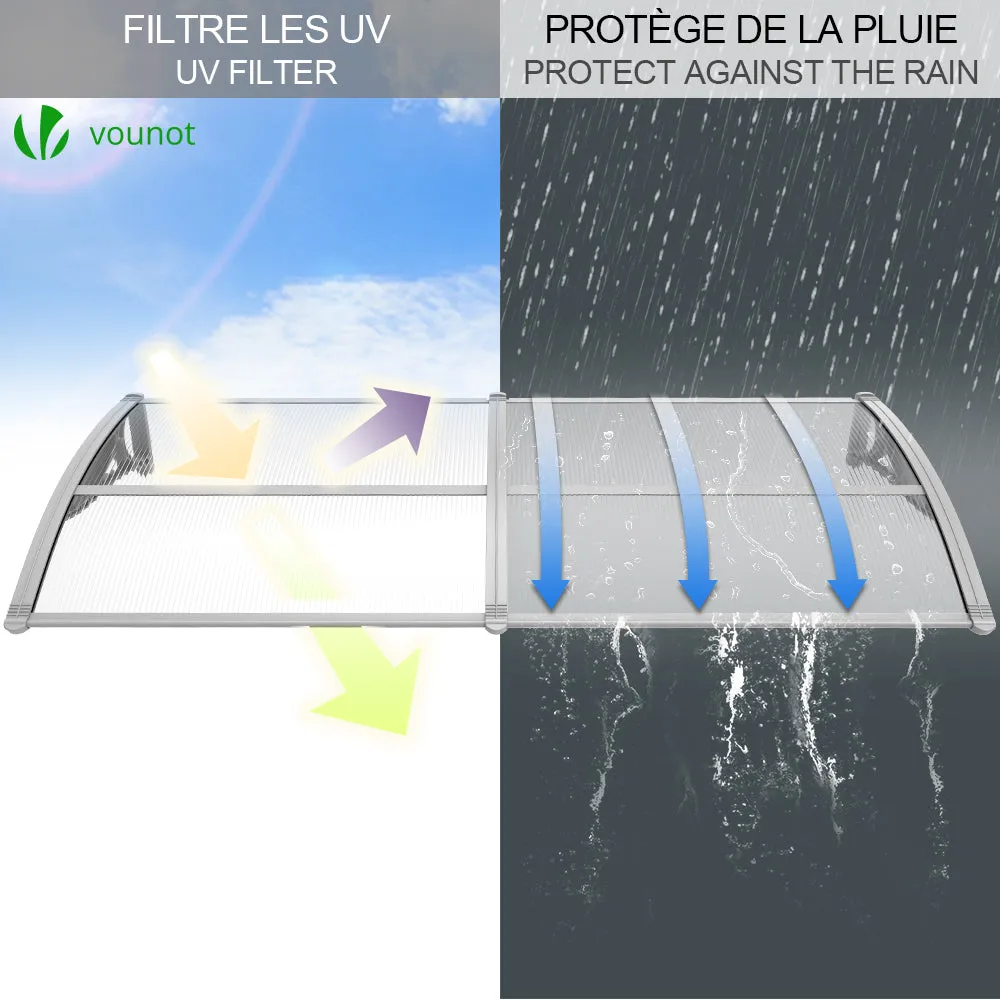 VOUNOT pensilina porta 200x80 cm grigia trasparente anti UV