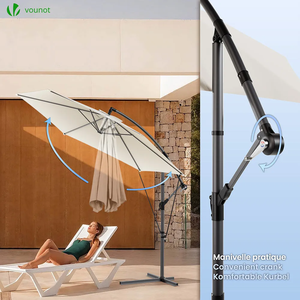 VOUNOT Ombrellone decentrato 3 m beige parasole anti-UV